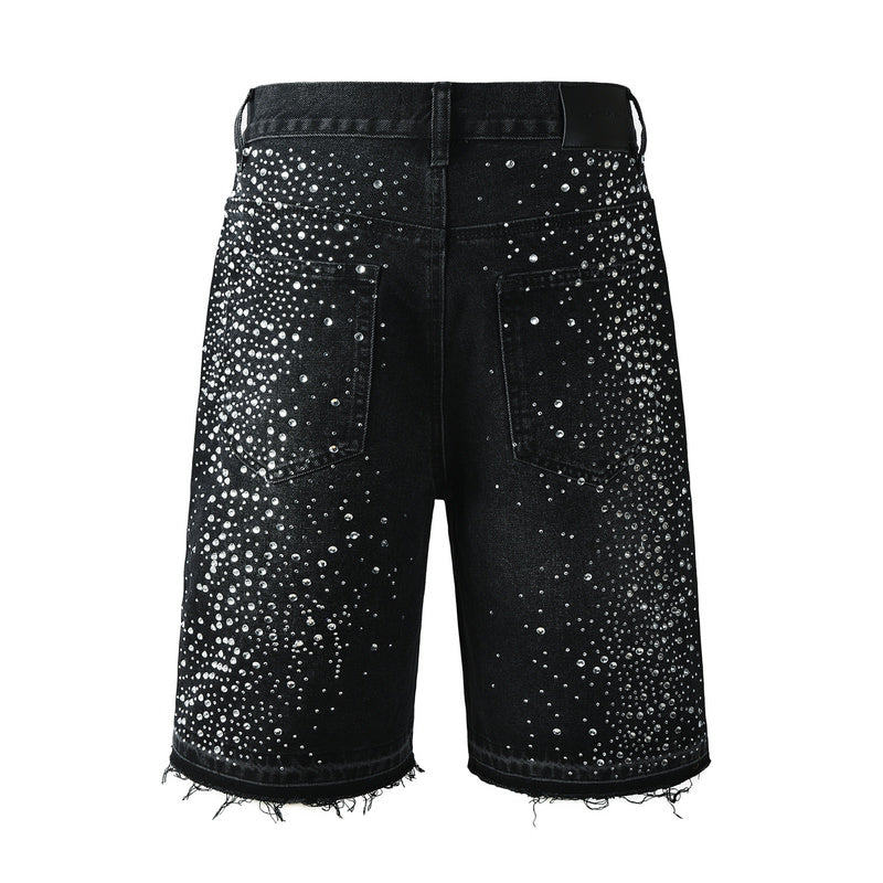 Purple Brand Crystal Diamond Denim Shorts #5103
