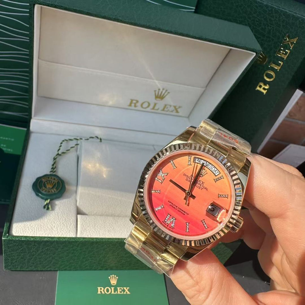 Rolex Day-Date 36 Yellow Gold Red Carnelian Watch