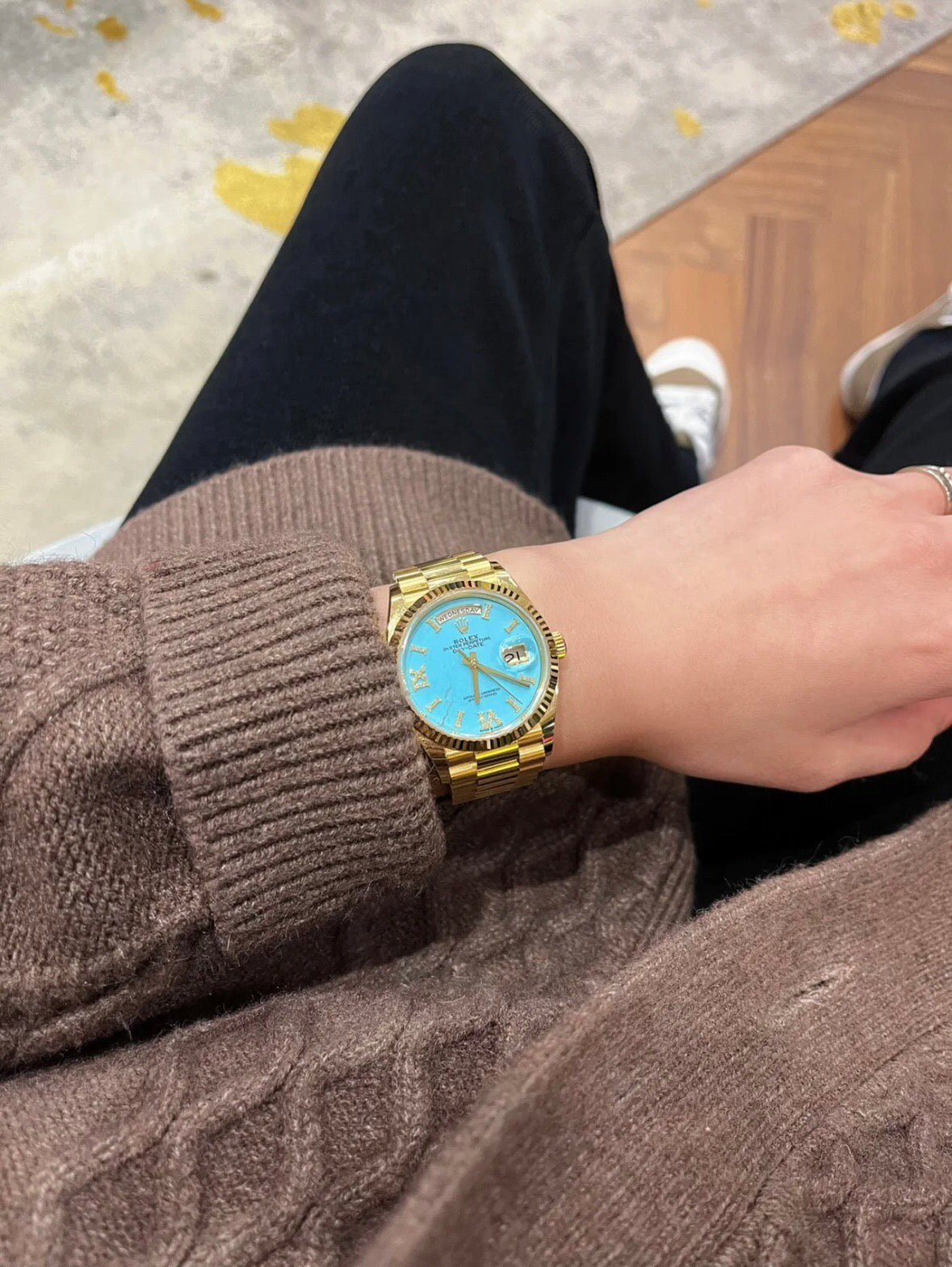 Rolex Day-Date Oyster Perpetual Gold Turquoise Mechanical Watch