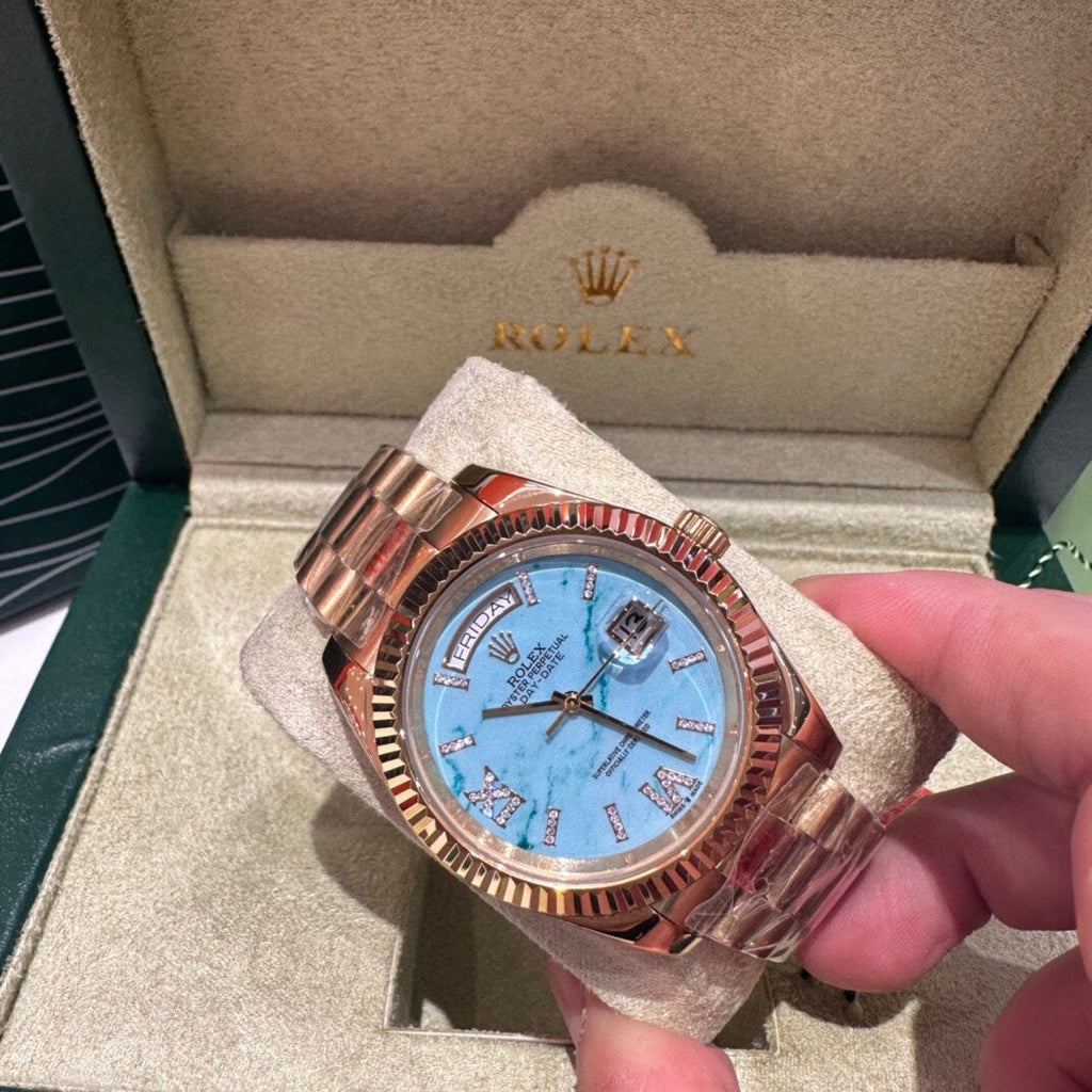 Rolex Day-Date Oyster Perpetual Gold Turquoise Mechanical Watch